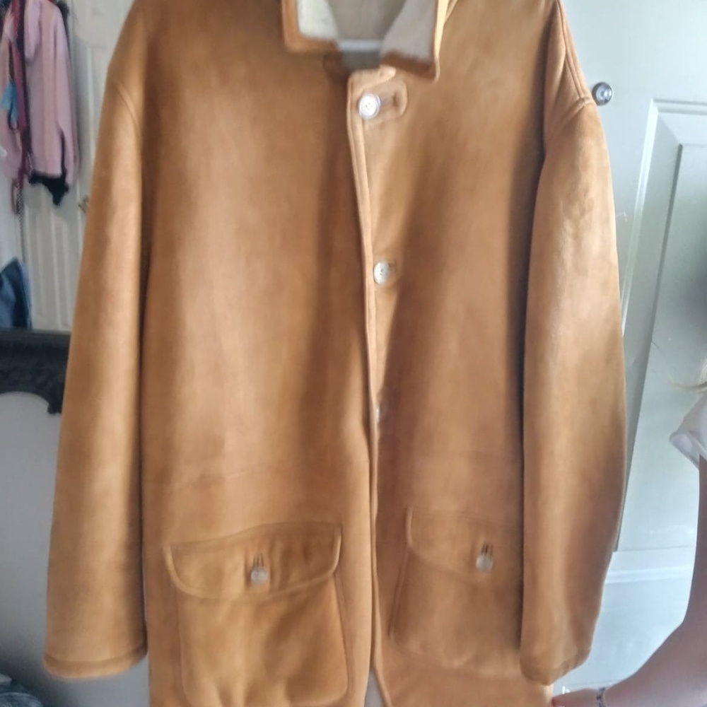 Vera Pelle Mens Shearling Lined Leather Coat